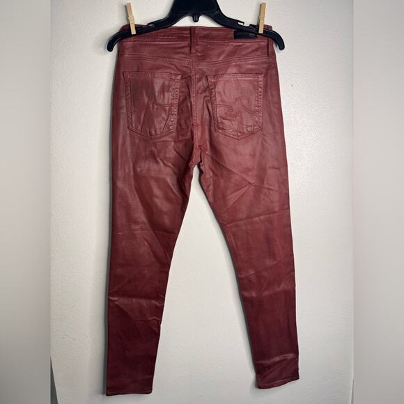 AG Adriano Goldschmied Red Farrah Ankle High Rise Skinny Pants - Picture 4 of 9